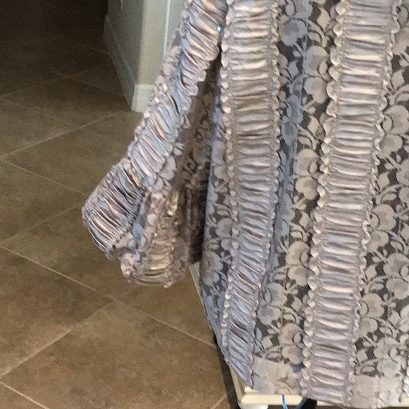 IC by Connie sequin lace evening jacket, two button front, bell sleeve, taupe,XL - Picture 6 of 7